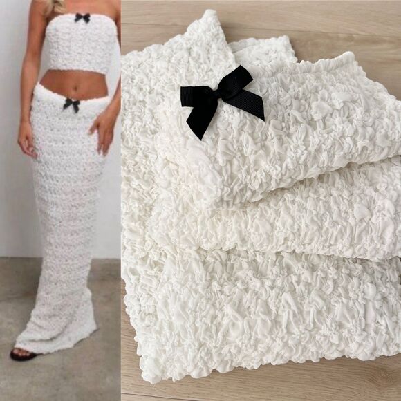 Halden Dresses & Skirts - Halden London Venus Luxury Super Stretchy Bubble White Mermaid-Maxi Skirt Size M